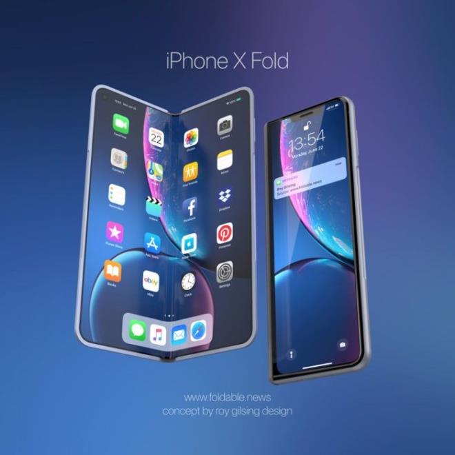 'Foldable News' ile alan endstriyel tasarmc Roy Gisling, bu patent zerinden yola karak katlanabilir iPhone modeli iin konsept tasarm yapt.