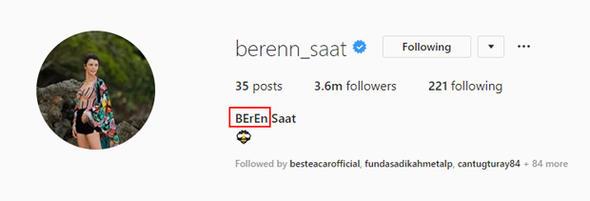 Beren Saat, Instagram'da adnn yazl olduu blmde 'E' harflerini byk kullanm. Bunu eski ak Efe'ye ithafen yapt konuuluyor.
