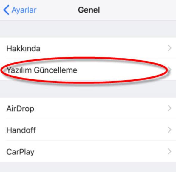 Daha sonra da Yazlm Gncelleme blmne girin. Burada greceiniz srm numarasna aman dikkat...