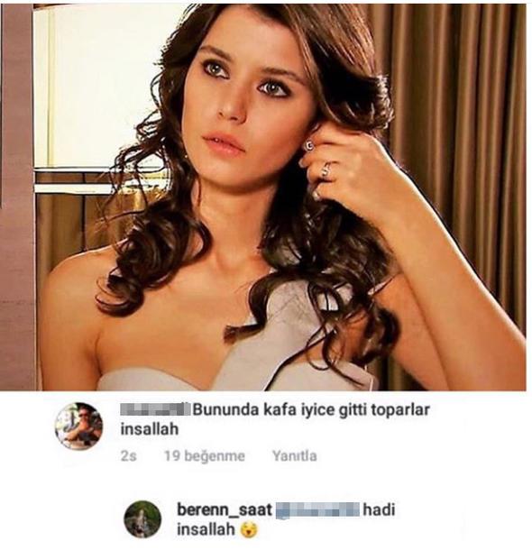 Beren Saat'ten o yoruma yant gecikmedi ve kullancya u szlerle yant verdi: Hadi inallah!