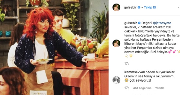 Birsel, sosyal medya hesabndan yapt paylamla bu hafta neden ekranlarda olmayacan u szlerle aklad: "7 haftadr aralksz 120 dakikalk blmlerle yayndayz ve temsili fotoraftaki haldeyiz. Bu hafta soluklanp haftaya Perembeden itibaren Mays&#8217;n ilk haftasna kadar yine her Perembe sizinle olmaya devam edeceiz. Bizi zleyin."