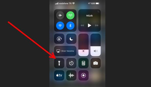 nce ilgili meny ap fener simgesine 'serte' dokunuyoruz.