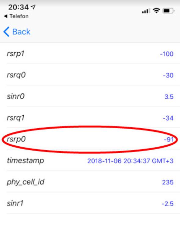 rsrp0'n karsndaki deere dikkat! -40 ile -80 arasndaki deerler, sinyal gcnzn ok iyi olduu anlamna geliyor; bir baka deyile say sfra ne kadar yaknsa, o kadar iyi. -110'un altna dmeniz halinde sinyal gc olduka dk demektir.