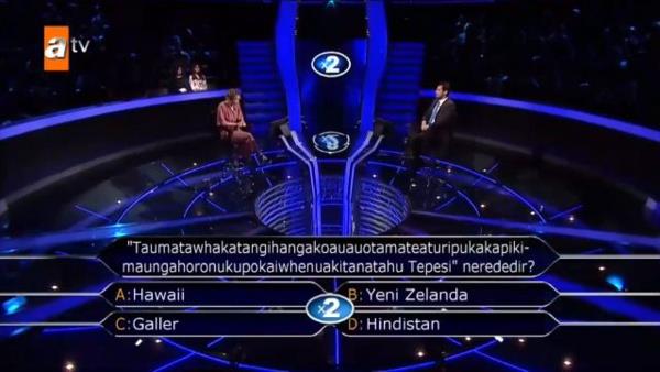 Peki doru cevap neydi?16797    "Taumatawhakatangihangakoauauotamateaturipukakapikimaungahoronukupokaiwhenuakitanatahu Tepesi nerededir?&#8220;    16797IKLAR    A- Hawai    B- Yeni Zelanda    C- Galler    D- Hindistan