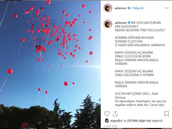 Asl Enver'in sosyal medya hesab nstagram'dan paylat paylam ksa bir sre iinde 300 bin kii tarafndan beeni ald.