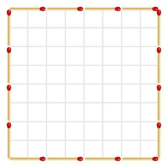 Resime 15 kibrit p ekleyerek birbirine tamamen eit 4 alan oluturun. (Kibrit plerini krmak yasak)