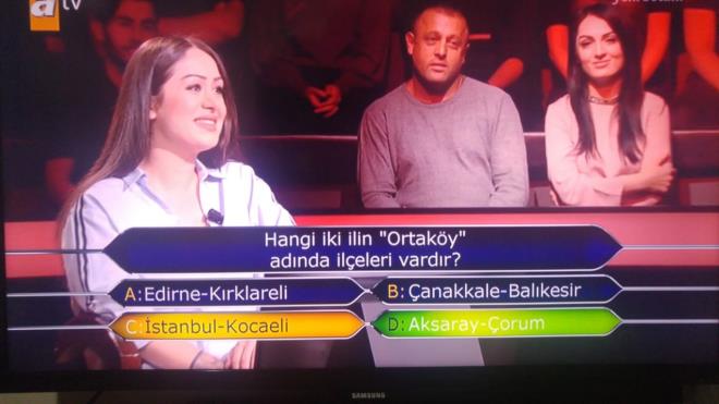 'stanbul'da Ortaky var yleyse Kocaeli'de de vardr 'diyerek ift cevap hakk jokerini de kullanmayan yarmac 15 bin ile yarmadan ayrld. Sosyal medyada ise yarmac hakknda 'Bir de 2 niversite okumu, elendii soruya bak' yorumlar yapld.