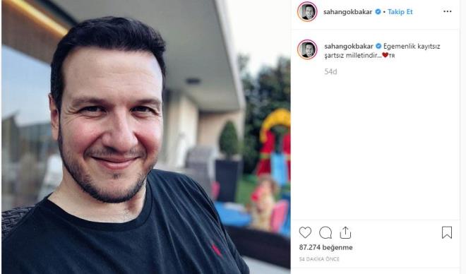 ahan Gkbakar    <br>  stanbul seimlerini yakndan takip eden nllerden biri olan ahan Gkbakar, 23 Haziran paylamn Instagram&#8217;dan &#8220;Egemenlik kaytsz artsz milletindir&#8230;&#8221; notuyla yapt.