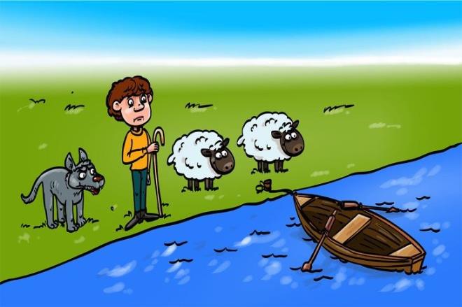 Cevap: oban nce kurdu karya geirir ve orada brakr. Ardndan koyunlardan birini karya geirir ve kurdu bota geri alr. Dier koyunu almak iin nehrin teki yakasna getiinde kurdu brakr ve ikinci koyunu da karya geirir. Son turunda ise kurdu tekrar alr ve nehri geer