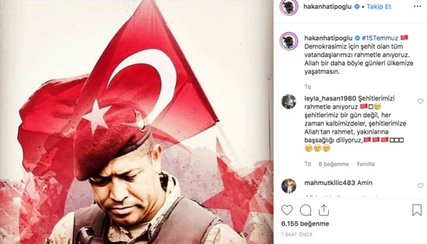 Hakan Hatipolu: 15 Temmuz... Demokrasimiz iin ehit olan tm vatandalarmz rahmetle anyoruz. Allah bir daha byle gnleri lkemize yaatmasn.