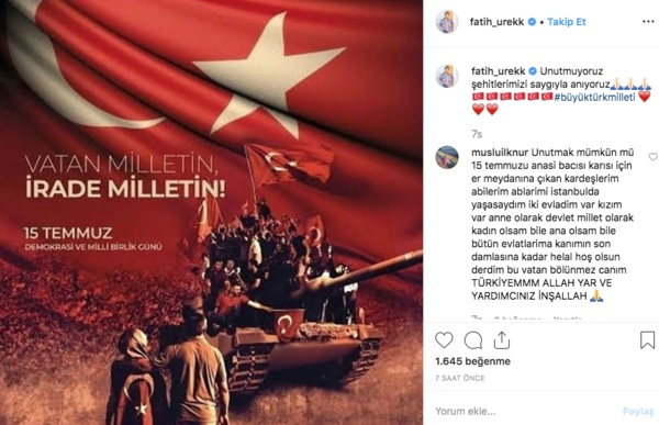 Fatih rek: Unutmuyoruz ehitlerimizi saygyla anyoruz.