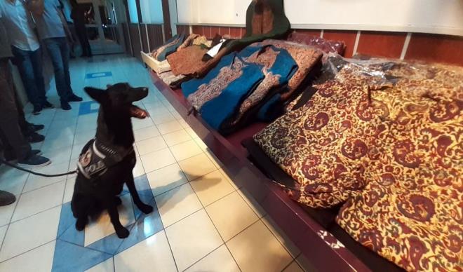 Burada yaplan inceleme sonucu, kaftanlarn iindeki keelere uyuturucu emdirildii belirlendi.