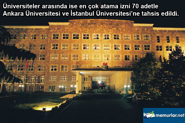 2013 ylnda 70 bin adet atama izninden en ok tahsis yaplan kamu kurumlar