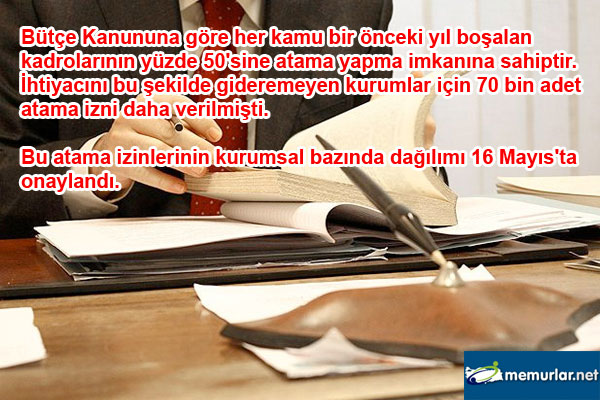 2013 ylnda 70 bin adet atama izninden en ok tahsis yaplan kamu kurumlar