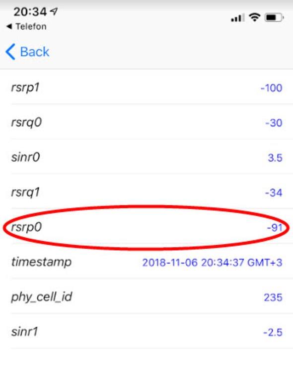 rsrp0'n karsndaki deere dikkat! -40 ile -80 arasndaki deerler, sinyal gcnzn ok iyi olduu anlamna geliyor; bir baka deyile say sfra ne kadar yaknsa, o kadar iyi. -110'un altna dmeniz halinde sinyal gc olduka dk demektir.