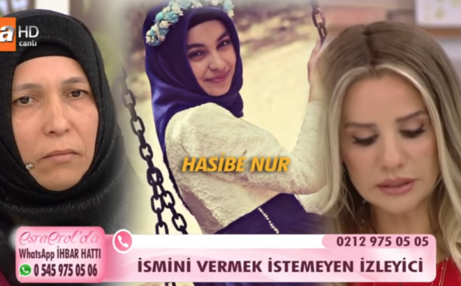 Getiimiz yl Esra Erol'da programnda fotoraflar yaynlanan ve Melek Akar'n kz olduu iddia edilen Hasibe Nur'un, yaplan DNA sonularnn ardndan kiiyle herhangi bir ba olduu saptanamamt. Fotoraflarnn yaynlanmasndan rahatsz olan Hasibe ise, Esra Erol'u mahkemeye vermiti.