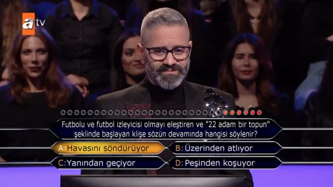 Yarmac Okan Tokmak, kendinden ok emin bir ekilde soruya "Havasn sndryor"cevabn verince izleyici ok oldu.