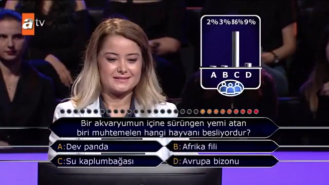 Konu hakknda bir bilgisi olmad belirten Otan, seyirci jokerini kullanarak doru cevab verdi.