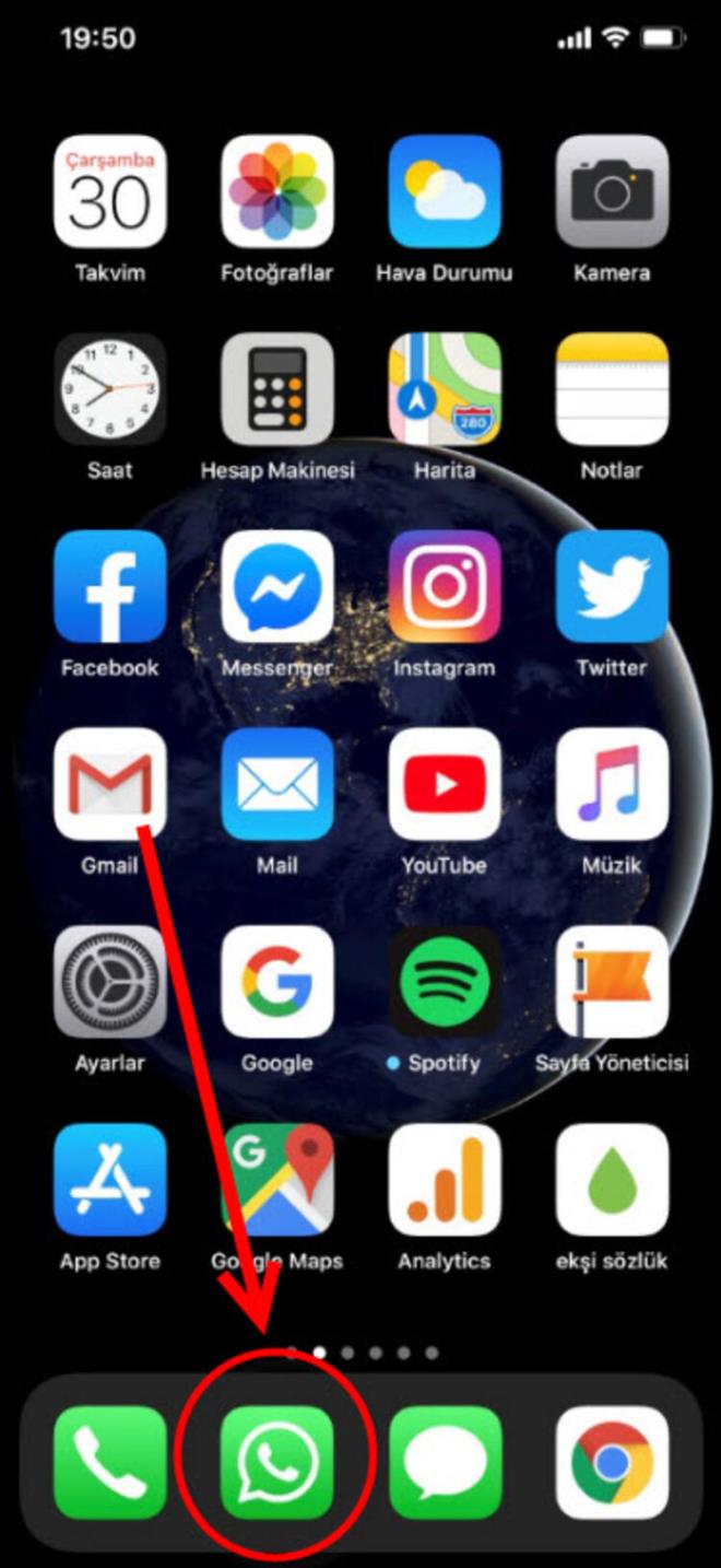 nce WhatsApp uygulamasn an.