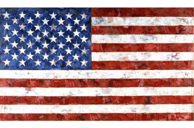Flag - Jasper Johns, 1958  <br>  110 milyon dolarlk "Bayrak", Jasper Johns'un en nl eserleri arasnda yer alyor. Sanat ilk Amerikan bayran 1954-55 yllar arasnda yapt. Eser imdi New york'ta MoMA'da sergileniyor.