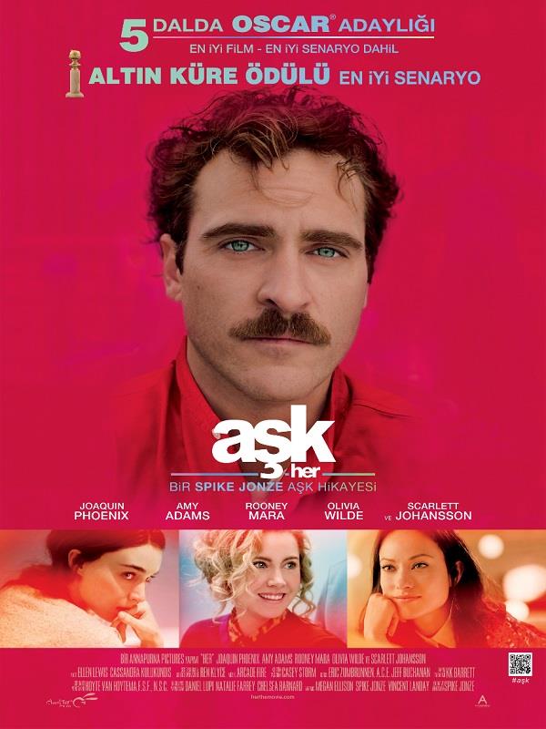 5. Ak / Her<br>  Sesime gel<br>  Spike Jonze imzal &#8216;Ak&#8217;, &#8216;Samantha&#8217; adl bir yapay zek program rnyle sevgili olan orta yal bir adamn hikyesini hznl bir tonda anlatyor. Ana karakteri, bu yl &#8216;Joker&#8217;deki performansyla En yi Erkek Oyuncu&#8217;da Oscar&#8217;a uzanan Joaquin Phoenix&#8217;in canlandrd filmde Samantha&#8217;ya sesini Scarlett Johansson veriyor.
