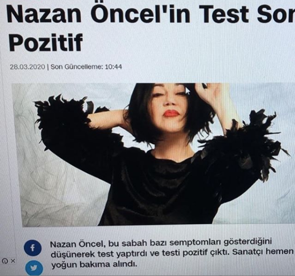 Durum byle olunca Nazan ncel iin de ''Koronavirs testi pozitif kt, youn bakmda'' iddialar ald ban gitti. 64 yandaki sanat da hakknda kan bu haberleri Instagram&#8217;dan yalanlad.