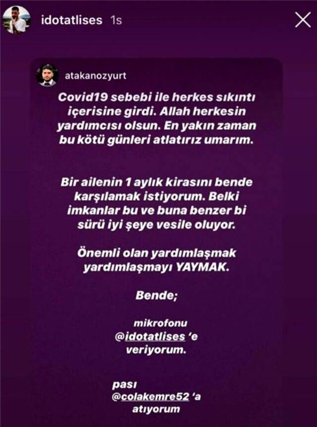 zyurt'un meydan okuduu do Tatlses, "Ben 10 ailenin aylk kirasn stlenmek istiyorum" dedi ve Edis'i de kampanyaya destek vermeye davet etti.