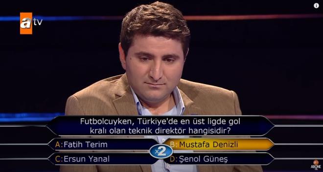 ift cevap joker hakkn kullanan yarmac Ercan Bey, Mustafa Denizli cevabn verdi ve doru yant ilk cevapta bilmi oldu.