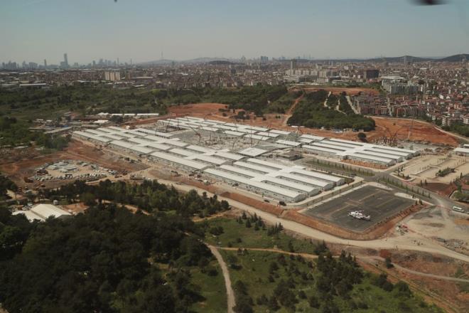 Erdoan, Atatrk Havaliman'na geerken, "Demokrasi ve zgrlkler Adas" olarak yeniden dzenlenen Yassada'da srdrlen almalar havadan inceledi.