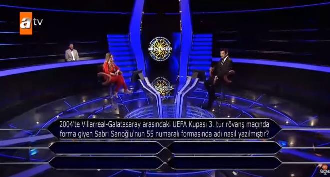 ATV'de haftada iki gn, baarl oyuncu Kenan mirzalolu'nun sunumuyla ekranlara gelmeye devam ediyor. 18 Mays Pazartesi akam ekranlara gelen yarmada Galatasaray ve Milli takmn eski oyuncusu Sabri Sarolu hakknda bir soru soruldu.