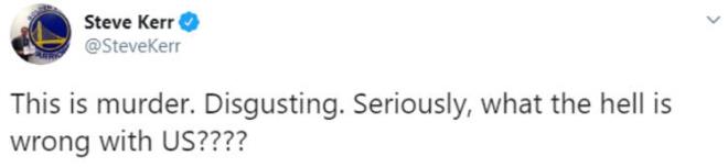 Boston Celtics'in yldz Jaylen Browm, "Ben olsam da kesinlikle byle tutuklanrdm" derken, Golden State Warriors kou Steve Kerr ise "Bu bir cinayet. Mide bulandrc. Gerekten ABD'de sorun ne?" mesajn paylat.