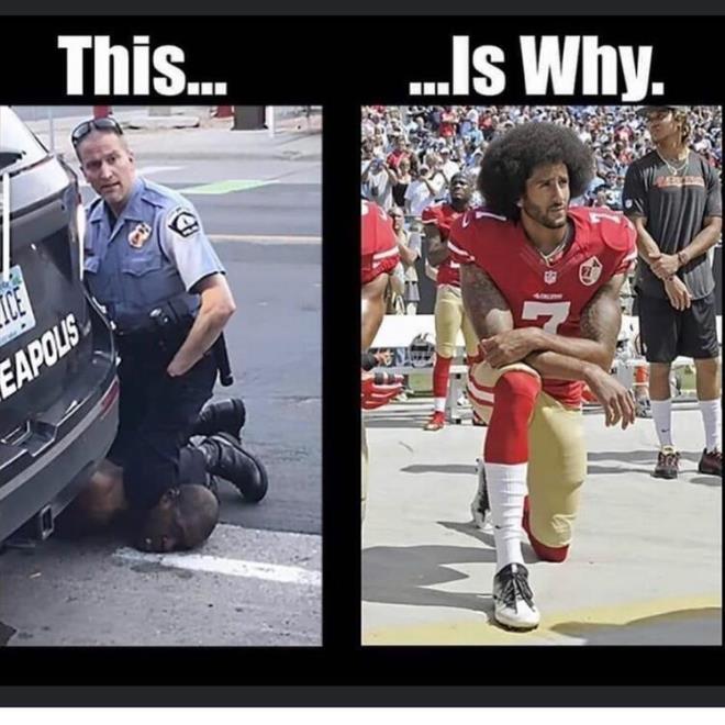 George Floyd'un ldrld an ile Colin Kaepernick'in ikonik duruu arasndaki benzerlie dikkati eken LeBron James, "imdi anladnz m bunun neden yapldn? Yoksa sizin iin baz eyler hala net deil mi?" yazd.