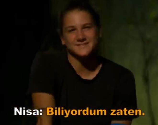 ELEME ADAYI NSA: NTKAM N YAPTI  Sercan'n eleme aday olarak ismini aklamasndan sonra konuan Nisa, "Bu 8 yarmac arasnda eleme potasna girmeyen tek kii bendim. 4,5 aydan sonra bunu yaadm ve mutlu oldum. Sercan'n ilk frsatta benim ismimi syleyeceini biliyordum. ntikam iin yapt diye dnyorum. Evrim ile de bu potaya girdiim iin mutluyum" dedi.
