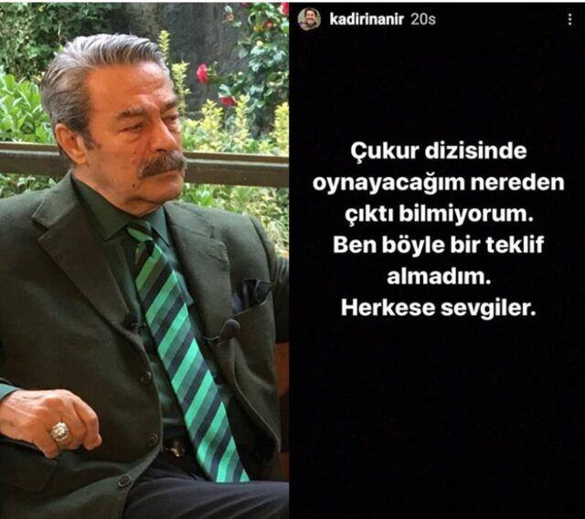 Ancak iddialara dair usta isimden aklama geldi. Kadir nanr, sosyal medya hesabndan ''Ben byle bir teklif almadm'' diyerek bu iddialara son noktay koydu.