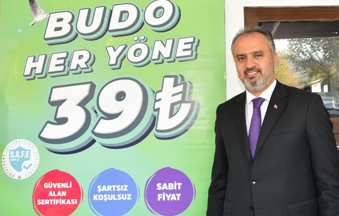 Bursa Bykehir Belediye Bakan Alinur Akta, BUDO fiyatlarnda iki yl nceye dnldn hatrlatarak, sefer saati, gn ve yn fark etmeksizin 39 TL&#8217;lik tek fiyat uygulamasna geildiini syledi.