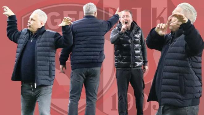 Gaziantep Futbol Kulb Teknik Direktr Marius Sumudica, 90+8'de Kenan zer'in att goln ardndan byk sevin yaad.