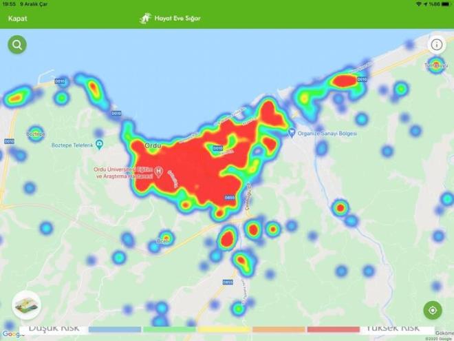 Ordu'da servis doluluk oran yzde 49.6, youn bakm doluluk oran 78.4 solunum cihaz doluluk oran 50.5