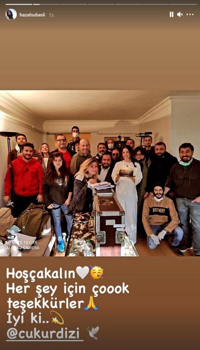 Sosyal medya hesabndan dizi setindeki bir fotorafn paylaan gzel oyuncu "Hoa kaln. Her ey iin ok teekkrler. yi ki ukur" ifadelerini kulland.