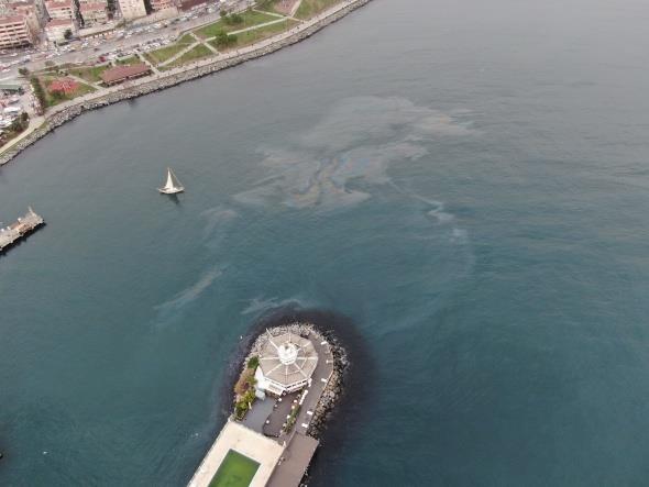 Yaanan tartmalarn ardndan Marmara Denizi'nde ekilen dev yakt tabakas grenlerin tepkisini ekti.