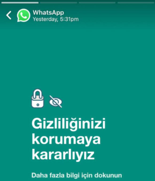 WhatsApp bu sabah Trkiye?deki kullanclarnn uygulama ekranlarnda zel bir duyuru yaynlayarak, Hizmet Politikas ve Gizlilik Kurallar ile ilgili dorular tekrar hatrlatt. irket ayrca u aklamay yapt:
