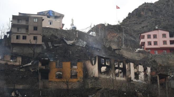 Dn le saatlerinde bir evin atsnda balayan yangn rzgarn etkisi ve evlerin birbirine ok yakn olmasyla ksa srede byd.