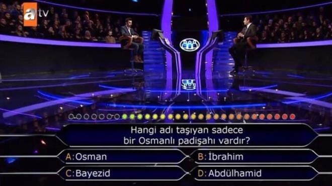 Milyoner'de bir yarmacya sorulan "Hangi ad tayan sadece bir Osmanl padiah vardr?" sorusu birok kii tarafndan aratrld.