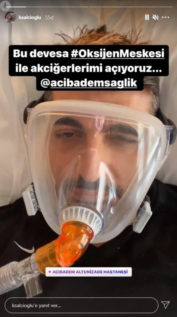 Tedavisine devam edilen oyuncu Instagram hesabndan oksijen maskesiyle fotorafn paylaarak akcierlerinin almaya altn syledi.