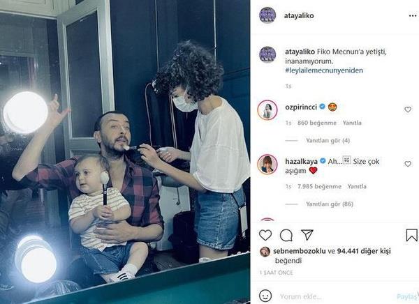 Dizinin Mecnun'u Ali Atay ise olu Fikret Ali'yle ekilen bir fotorafn "Fiko Mecnun?a yetiti, inanamyorum" notuyla Instagram'dan paylat.