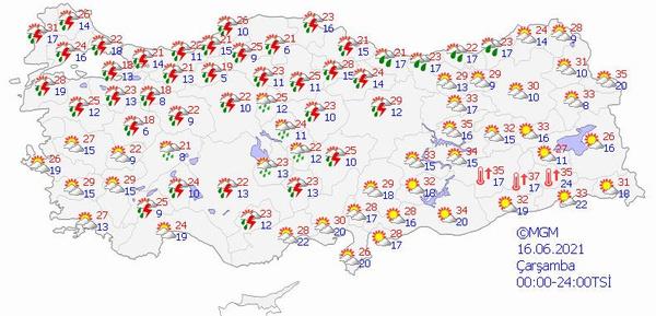  Anadolu: Paral ve ok bulutlu, Karaman dnda blge genelinin aralkl saanak ve gk grltl saanak yal geecei tahmin ediliyor. Yalarn; leden sonra ve akam saatlerinde blgenin kuzeybatsnda (Ankara, Eskiehir, ankr) yerel olarak kuvvetli (21-50 kg/m2) olmas bekleniyor. Rzgarn; le saatlerinde blgenin gney ve dousunda gney ynlerden yer yer kuvvetli (40-60 km/sa) olarak esmesi bekleniyor.