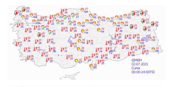 KARADENZ  Bat Karadeniz'de havann paral ve az bulutlu geecei tahmin edilirken, orta ve dou Karadeniz'de ise Artvin evreleri ile Rize, Trabzon, Giresun ve Ordu'nun i kesimlerinin yerel olmak zere saanak ve gk grltl saanak ya olaca tahmin ediliyor.<br>DOU ANADOLU  Kuzeydousunun paral bulutlu, Erzurum, Kars, Idr ve Ardahan evreleri ile Hakkari'nin kuzeyi, Ar'nn, Van'n, Bingl'n ve Erzincan'n dou kesimlerinin yerel olmak zere saanak ve gk grltl saanak yal, dier yerlerin az bulutlu geecei tahmin ediliyor.