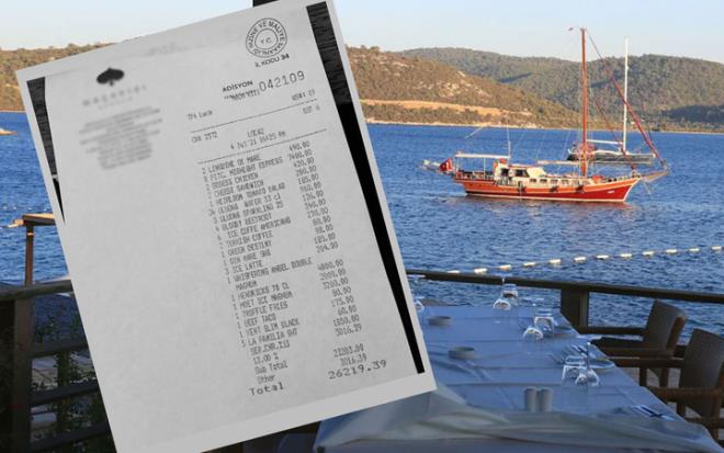 'Ne yenilip iilmi olabilir de 26 bin lira tutabilir'  <br>  Tatil denilince ilk akla gelen, hem yurtiinde hem yurtdndan gelen yabanclarn bir numaral gzdesi olan Bodrum'da fiyatlar ald ban gidiyor. Yaz aylarnda yksek sezonda zellikle fiyatlarn kabard Bodrum'da bu yaz yine 'yok artk' dedirtecek bir 'adisyon' sosyal medyada elden ele dolayor. zellikle nllerin tercih etmesiyle n salan ve pahal fiyatlaryla bilinen bir restoran, 'pahalnn da pahals' denilecek bir hesap kard. 26 bin liralk fi kesti! Mula'nn tatil gzdesi Bodrum Gltrkbk'nde iletilen bu restoran hakknda sosyal medya kullanclar 'Ne yenilip iilmi olabilir de 26 bin lira tutabilir' yorumu yapt.