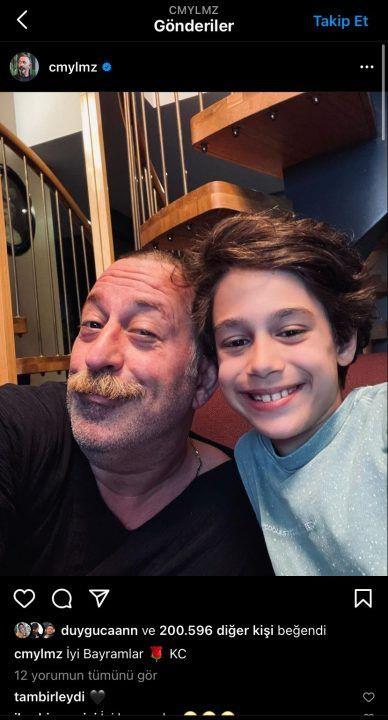 Cem Ylmaz olu ile i stan fotorafn ?iyi bayramlar? yazarak paylat. nl komedyenin imaj deiiklii dikkat ekti ve oka yorum ald.