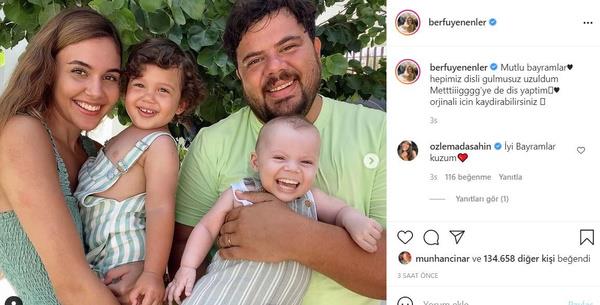 Komedyen Eser Yenenler'in e dijital ierik reticisi Berfu Yenenler Kurban Bayram'nda aile pozu vermeyi tercih etti ancak bir farkla... Kk olu Mete'ye di ekleyerek...    Yenenler, Instagram'da paylat bu komik fotorafa "Mutlu bayramlar. Hepimiz dili glmz zldm Metttiiigggg'ye (Mete'ye) de di yaptm" notunu dt.