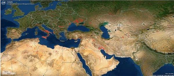 NASA, kresel snma ve insan faaliyetlerinin doaya verdii zararn ciddiyeti bir btn olarak gzler nne seren ?FIRMS? adl bir platform kurdu. Yangn Bilgilendirme ve Kaynak Ynetimi sistemi olarak faaliyet gsteren bu veri taban, uydular kullanarak dnyann drt bir yanndaki yangnlar takip ediyor.